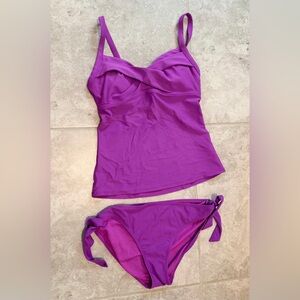 Athleta Purple Tankini Swim Set | 32B/C Top + M Bottom | Like New